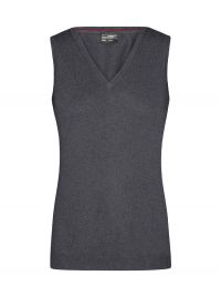 Grauer Damen-Pullunder aus Baumwolle mit V-Ausschnitt und taillierter Passform